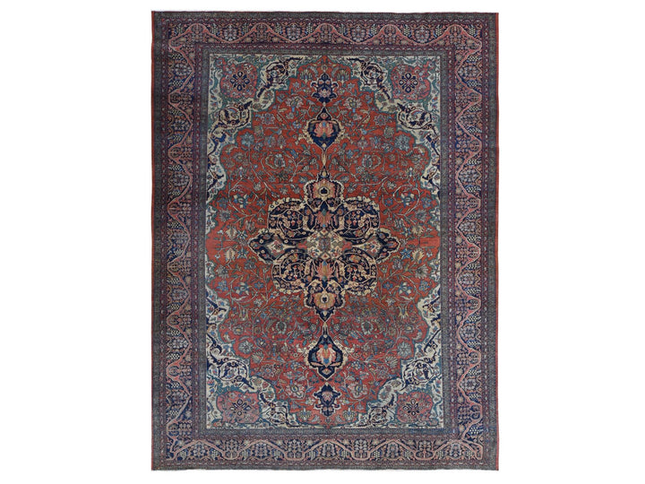 9'0" x 12'0" Vintage Hand Knotted Red Wool Rectangle Oriental Rug - MOA10280722