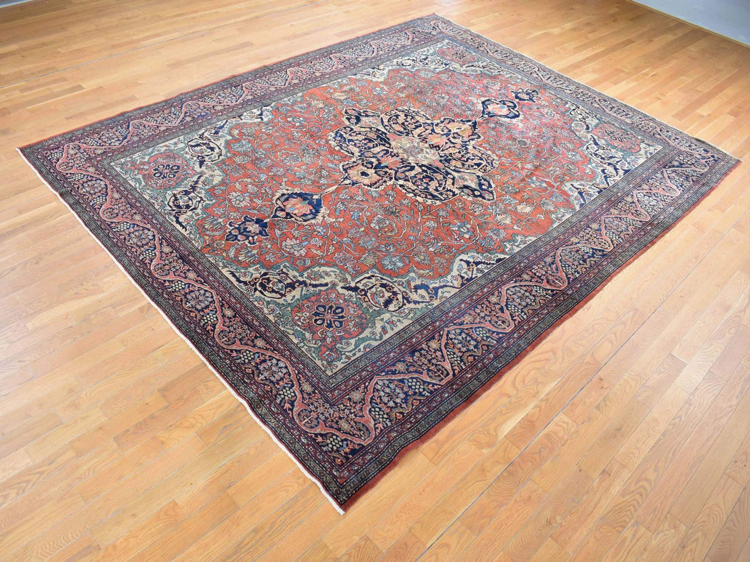 9'0" x 12'0" Vintage Hand Knotted Red Wool Rectangle Oriental Rug - MOA10280722