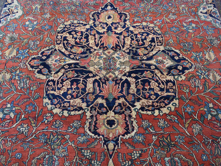 9'0" x 12'0" Vintage Hand Knotted Red Wool Rectangle Oriental Rug - MOA10280722