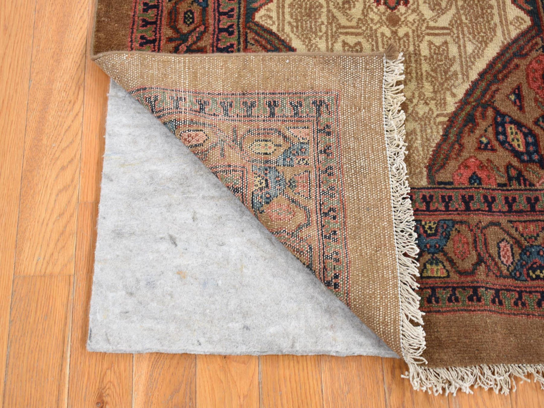 3'2" x 14'10" Vintage Hand Knotted Brown Wool Runner Oriental Rug - MOA10280729