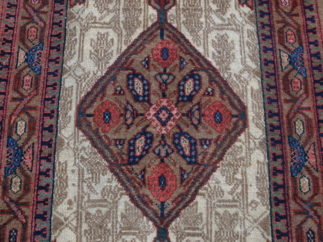 3'2" x 14'10" Vintage Hand Knotted Brown Wool Runner Oriental Rug - MOA10280729