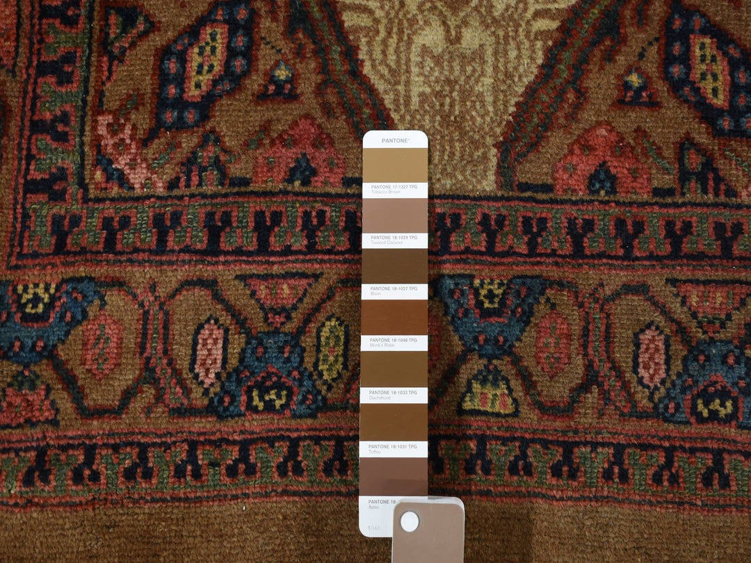 3'2" x 14'10" Vintage Hand Knotted Brown Wool Runner Oriental Rug - MOA10280729