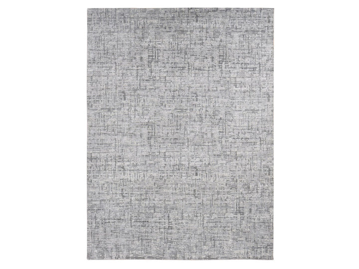 9'2" x 12'3" New Hand Knotted Grey Wool & Silk Rectangle Oriental Rug - MOA10280730