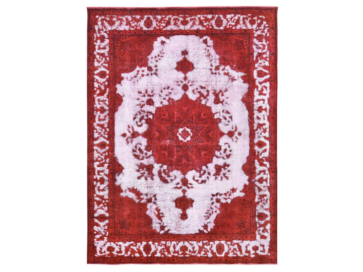 8'1" x 11'0" New Hand Knotted Overdyed Worn Wool Rectangle Oriental Rug - MOA10280733