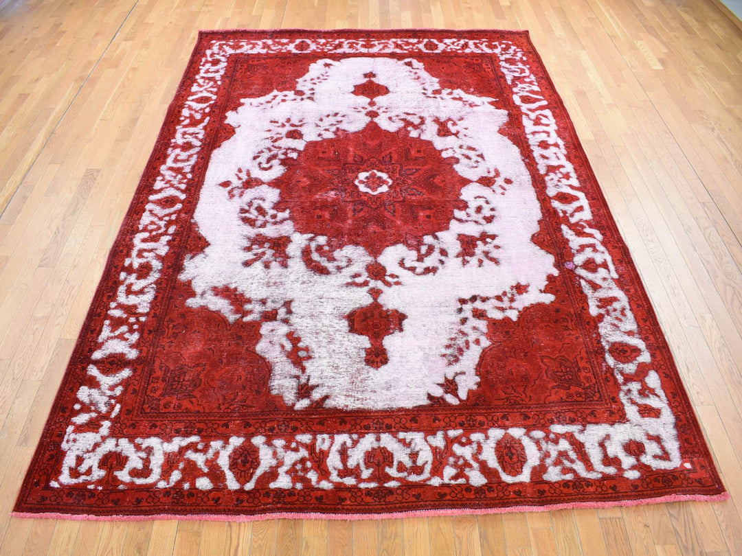8'1" x 11'0" New Hand Knotted Overdyed Worn Wool Rectangle Oriental Rug - MOA10280733