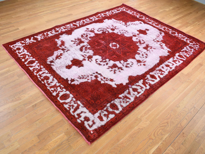 8'1" x 11'0" New Hand Knotted Overdyed Worn Wool Rectangle Oriental Rug - MOA10280733