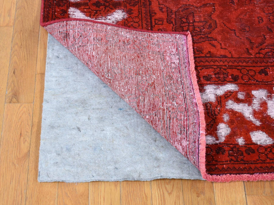 8'1" x 11'0" New Hand Knotted Overdyed Worn Wool Rectangle Oriental Rug - MOA10280733