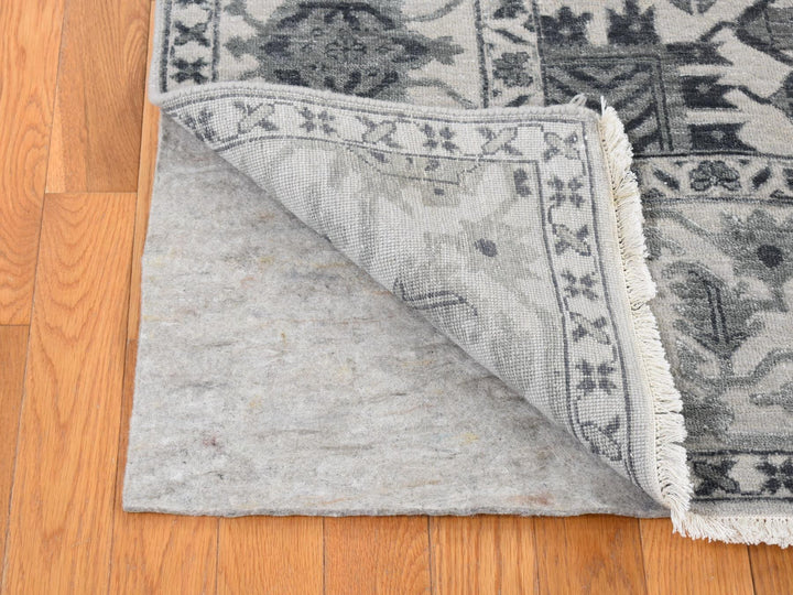 9'0" x 12'0" New Hand Knotted Grey Wool & Silk Rectangle Oriental Rug - MOA10280734