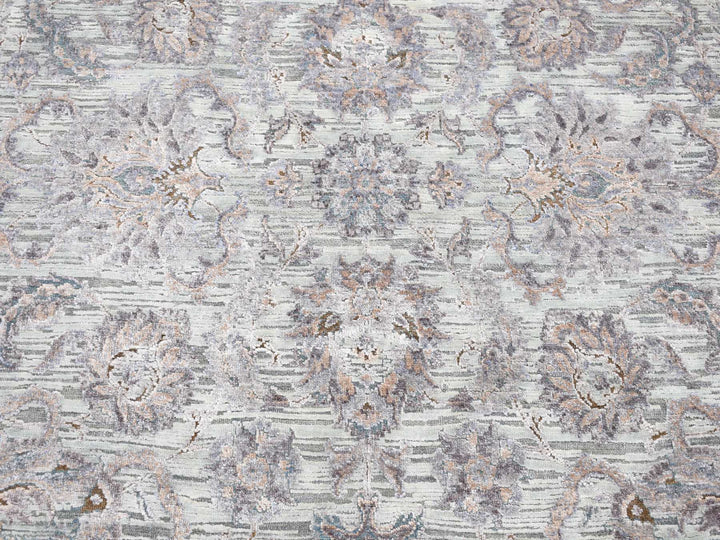 7'10" x 10'0" New Hand Knotted Green Wool & Pure Silk Rectangle Oriental Rug - MOA10280739
