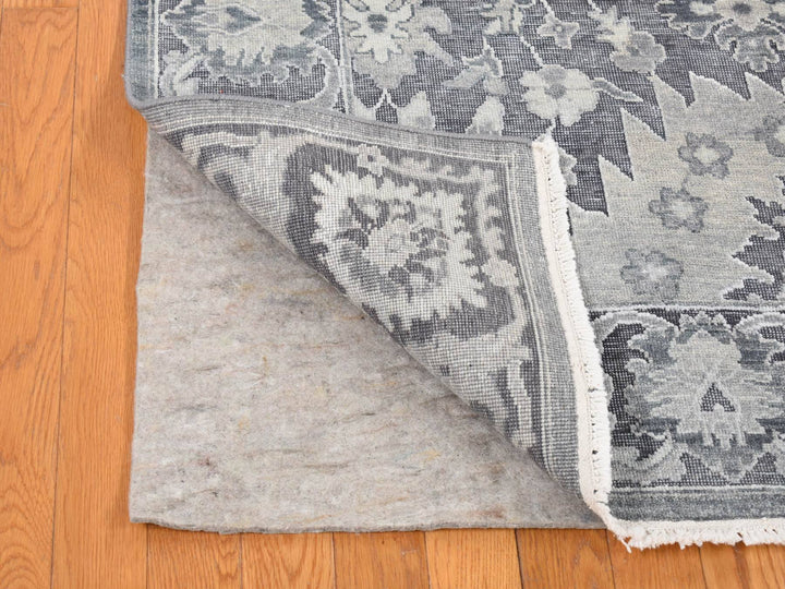 7'9" x 10'0" New Hand Knotted Grey Wool & Silk Rectangle Oriental Rug - MOA10280740