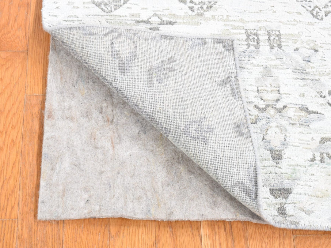 3'0" x 5'2" New Hand Knotted Grey Wool & Silk Rectangle Oriental Rug - MOA10280744