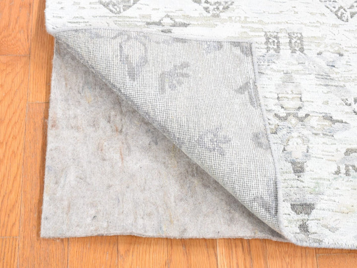 3'0" x 5'2" New Hand Knotted Grey Wool & Silk Rectangle Oriental Rug - MOA10280744