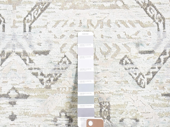 3'0" x 5'2" New Hand Knotted Grey Wool & Silk Rectangle Oriental Rug - MOA10280744
