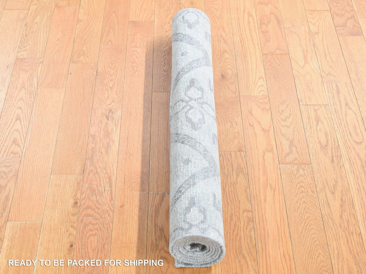 3'0" x 5'2" New Hand Knotted Grey Wool & Silk Rectangle Oriental Rug - MOA10280744