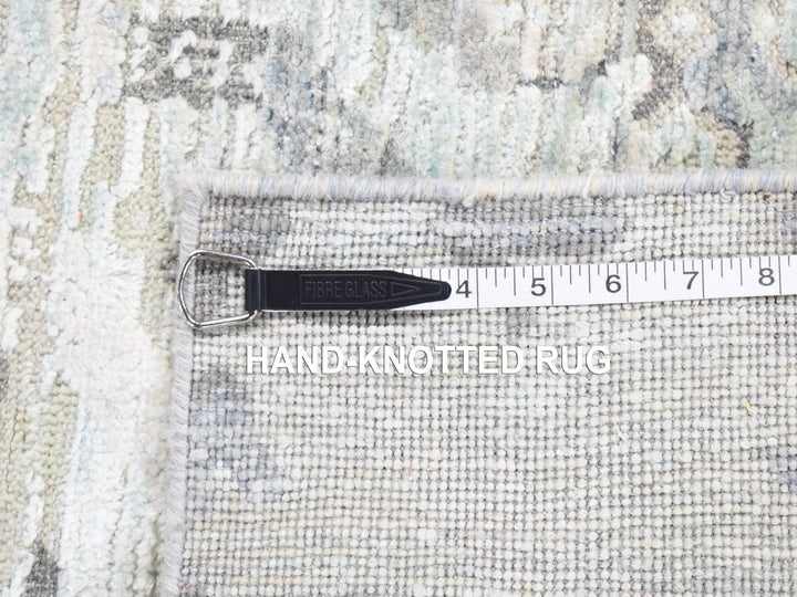 3'0" x 5'2" New Hand Knotted Grey Wool & Silk Rectangle Oriental Rug - MOA10280744