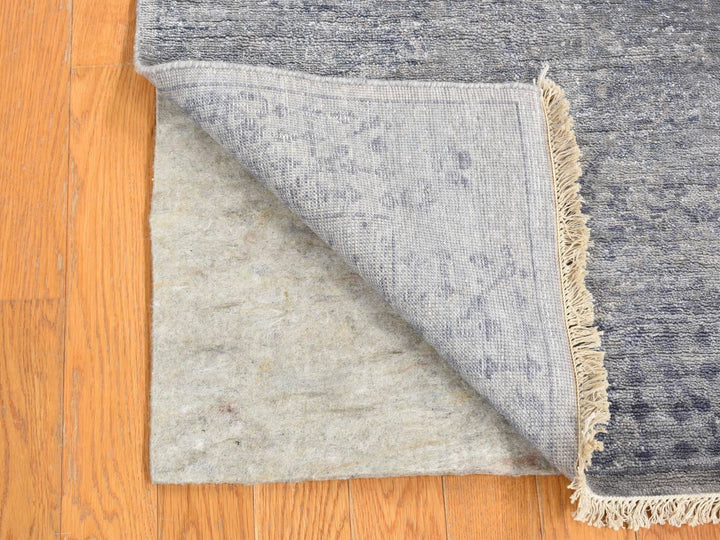 2'6" x 5'10" New Hand Knotted Grey Silk Runner Oriental Rug - MOA10280745