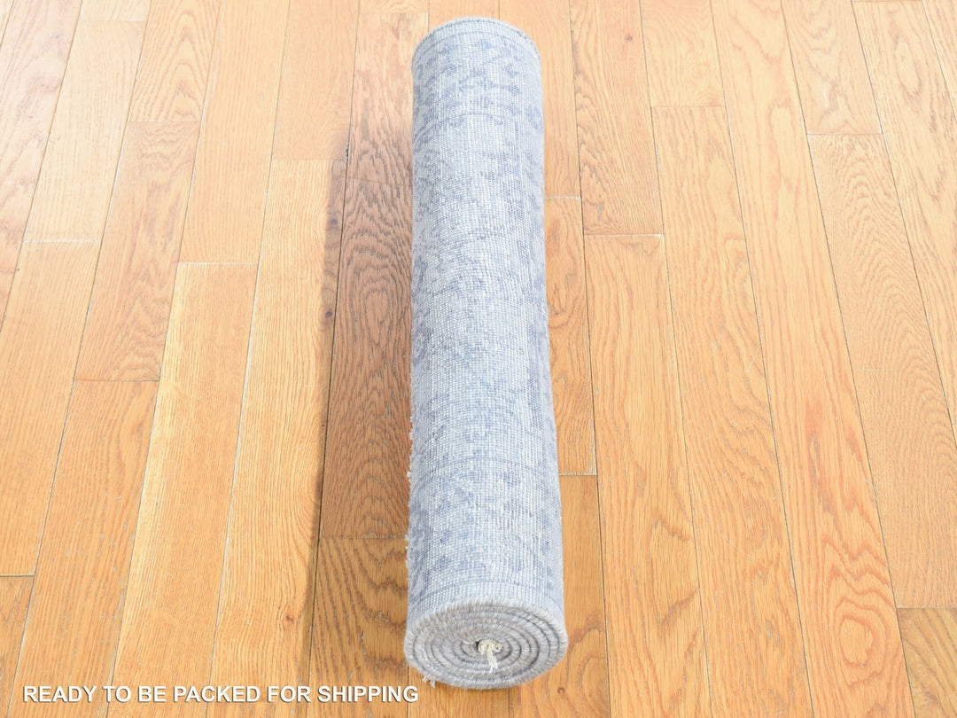 2'6" x 5'10" New Hand Knotted Grey Silk Runner Oriental Rug - MOA10280745