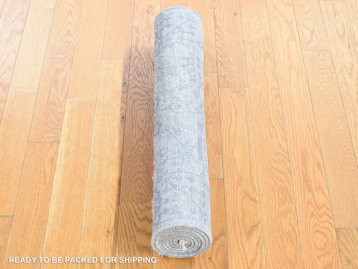 2'6" x 5'10" New Hand Knotted Grey Silk Runner Oriental Rug - MOA10280745