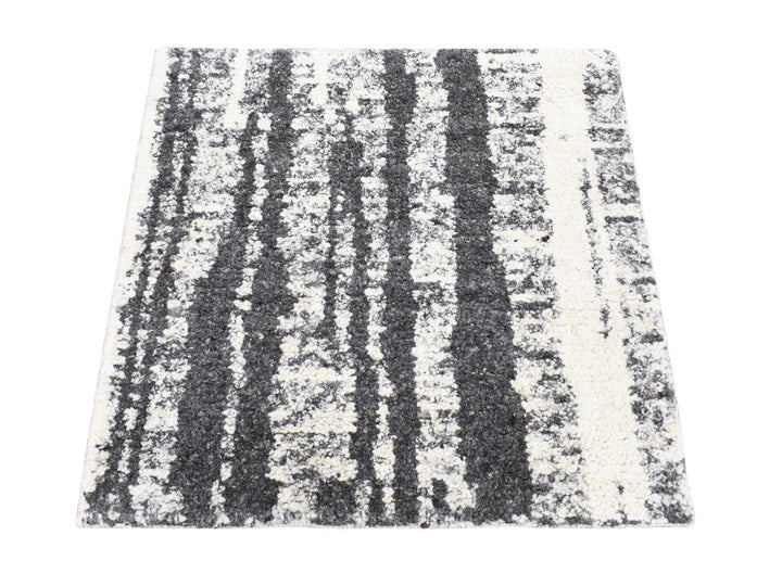 3'0" x 3'0" New Hand Knotted Black Wool Square Oriental Rug - MOA10280754