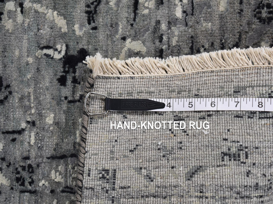 5'1" x 7'0" New Hand Knotted Grey Wool & Silk Rectangle Oriental Rug - MOA10280772