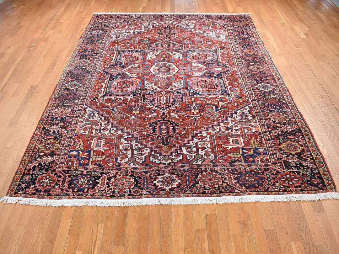 8'10" x 11'8" Vintage Hand Knotted Red Wool Rectangle Oriental Rug - MOA10280776
