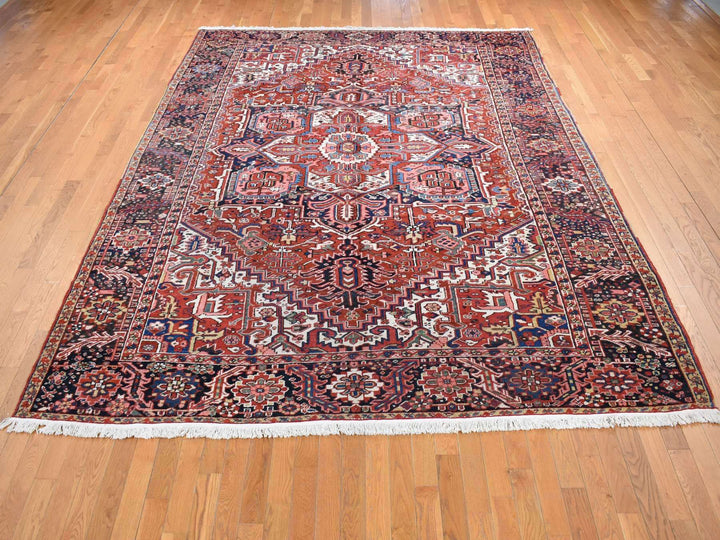 8'10" x 11'8" Vintage Hand Knotted Red Wool Rectangle Oriental Rug - MOA10280776