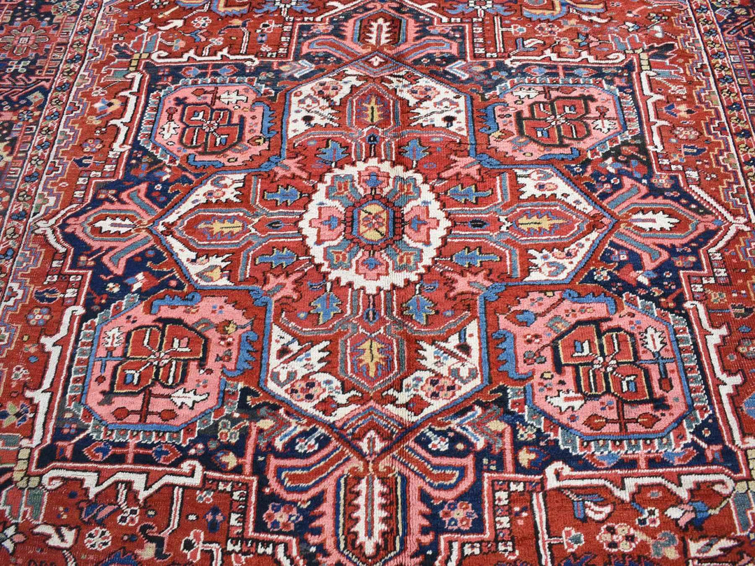 8'10" x 11'8" Vintage Hand Knotted Red Wool Rectangle Oriental Rug - MOA10280776