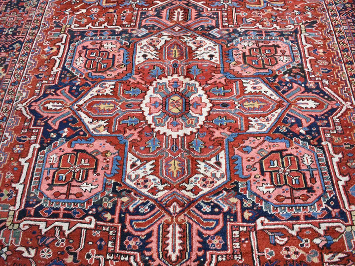 8'10" x 11'8" Vintage Hand Knotted Red Wool Rectangle Oriental Rug - MOA10280776