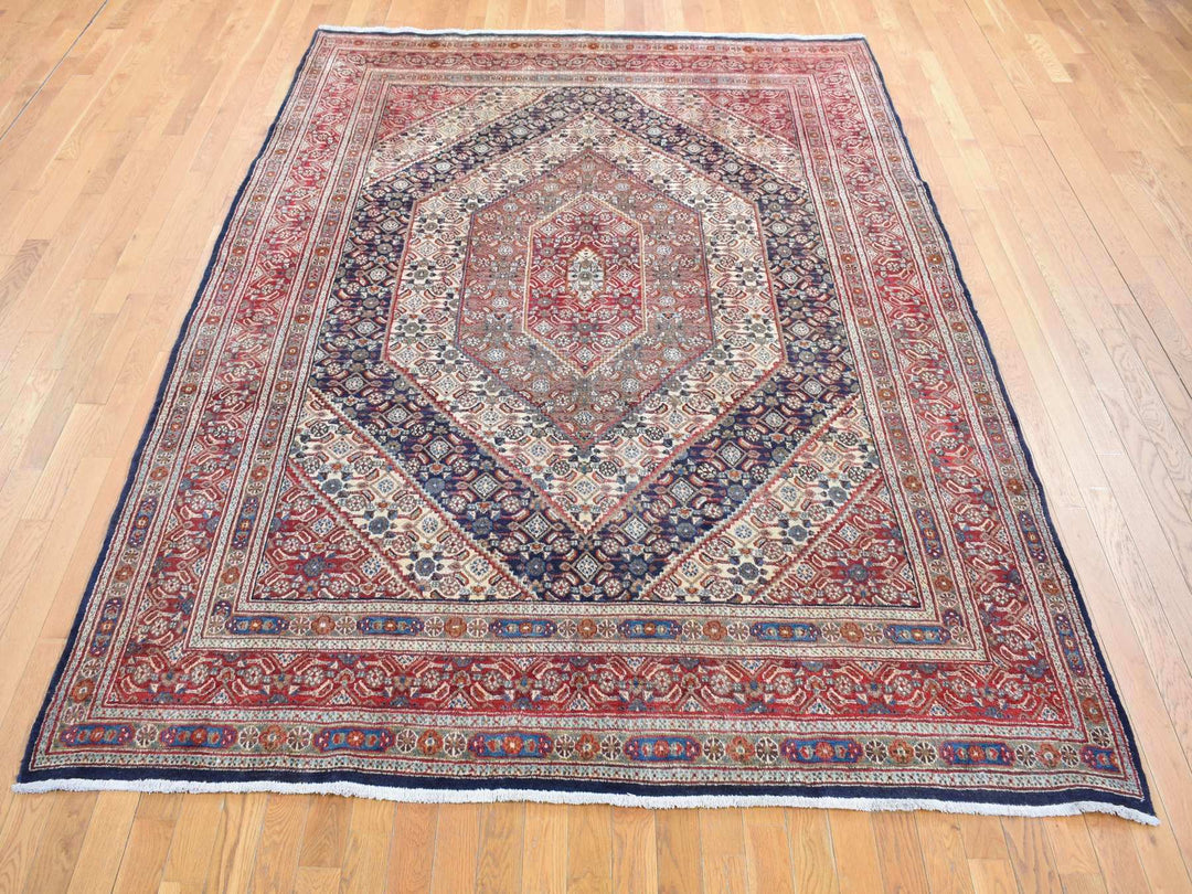 7'9" x 10'10" Vintage Hand Knotted Red Wool Rectangle Oriental Rug - MOA10280778