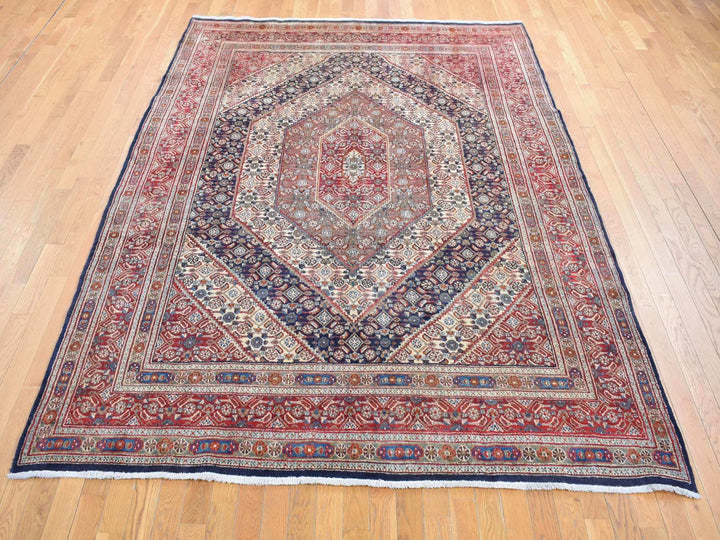 7'9" x 10'10" Vintage Hand Knotted Red Wool Rectangle Oriental Rug - MOA10280778