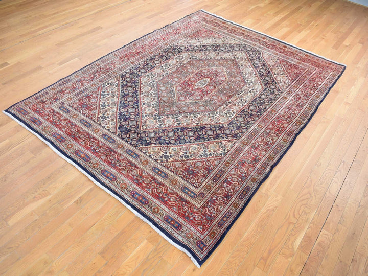 7'9" x 10'10" Vintage Hand Knotted Red Wool Rectangle Oriental Rug - MOA10280778