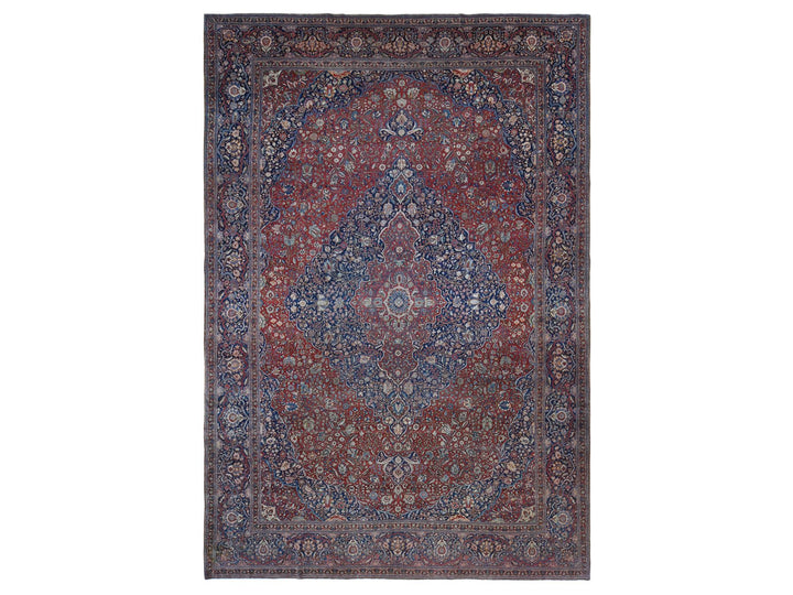 11'2" x 16'8" Vintage Hand Knotted Red Wool Rectangle Oriental Rug - MOA10280779