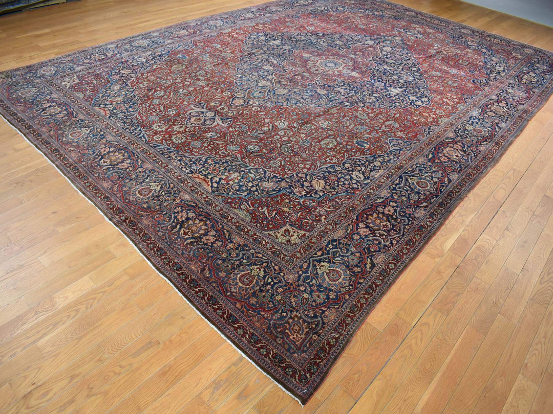 11'2" x 16'8" Vintage Hand Knotted Red Wool Rectangle Oriental Rug - MOA10280779