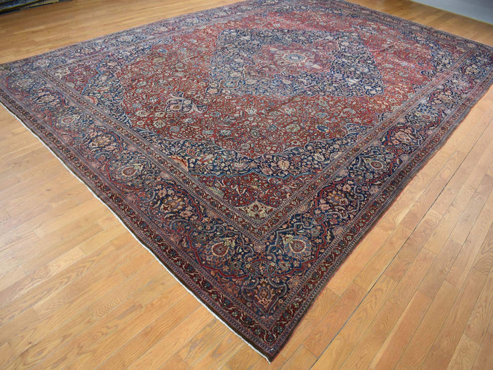 11'2" x 16'8" Vintage Hand Knotted Red Wool Rectangle Oriental Rug - MOA10280779
