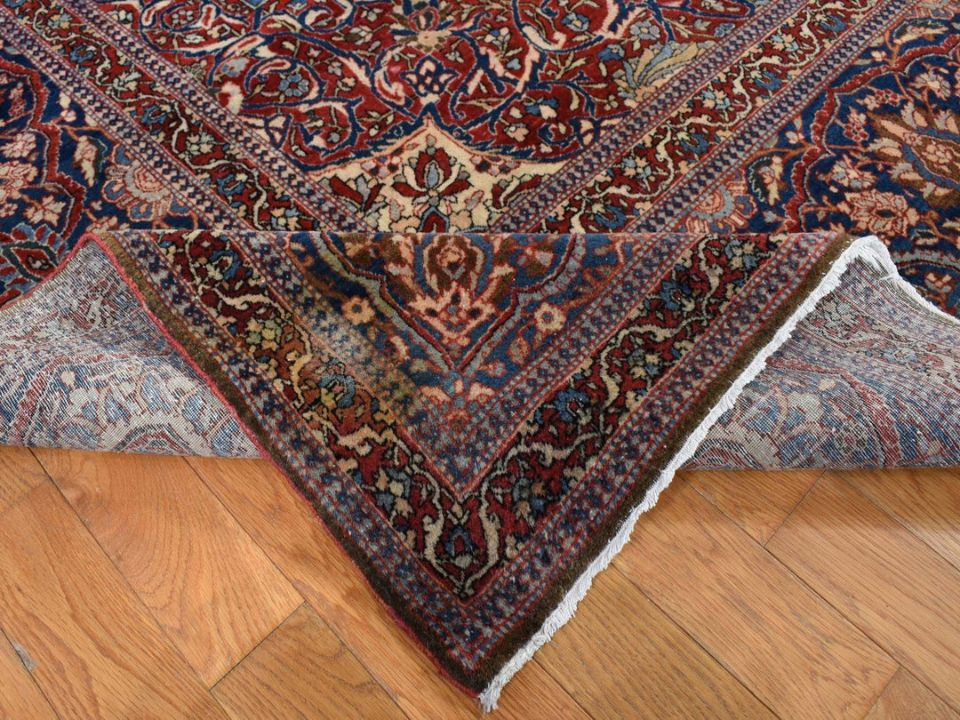 11'2" x 16'8" Vintage Hand Knotted Red Wool Rectangle Oriental Rug - MOA10280779