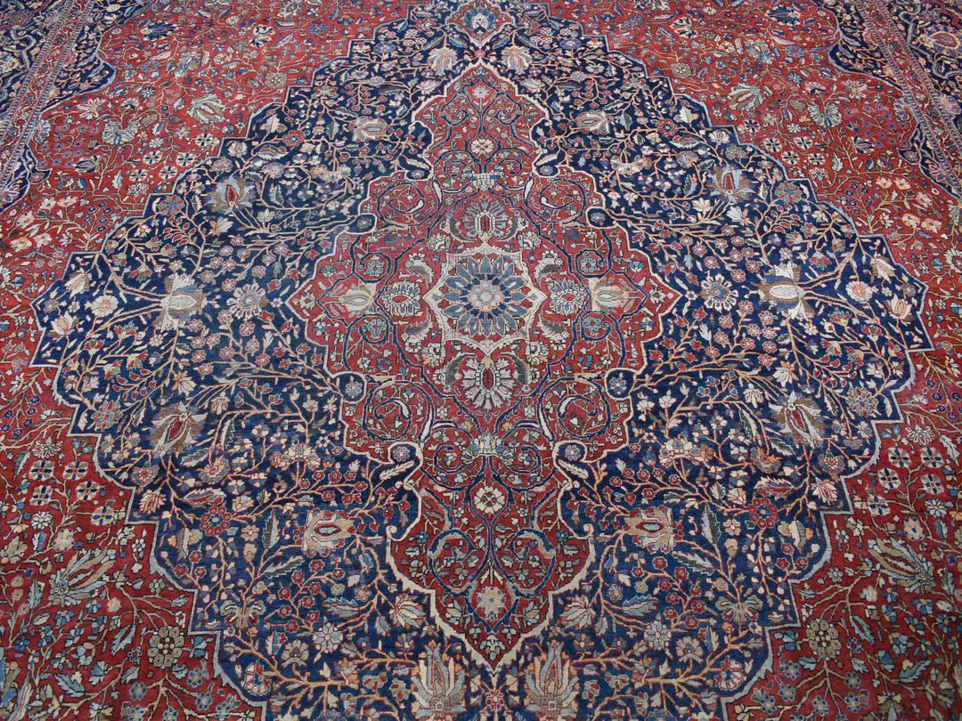 11'2" x 16'8" Vintage Hand Knotted Red Wool Rectangle Oriental Rug - MOA10280779