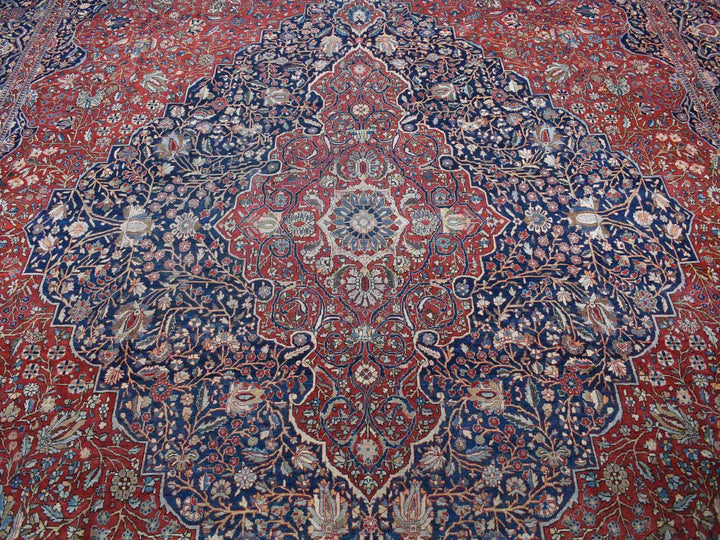 11'2" x 16'8" Vintage Hand Knotted Red Wool Rectangle Oriental Rug - MOA10280779