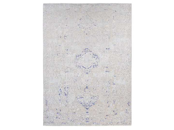 10'0" x 14'1" New Hand Knotted Blue Wool & Silk Rectangle Oriental Rug - MOA10280783