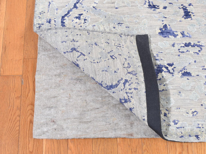 10'0" x 14'1" New Hand Knotted Blue Wool & Silk Rectangle Oriental Rug - MOA10280783