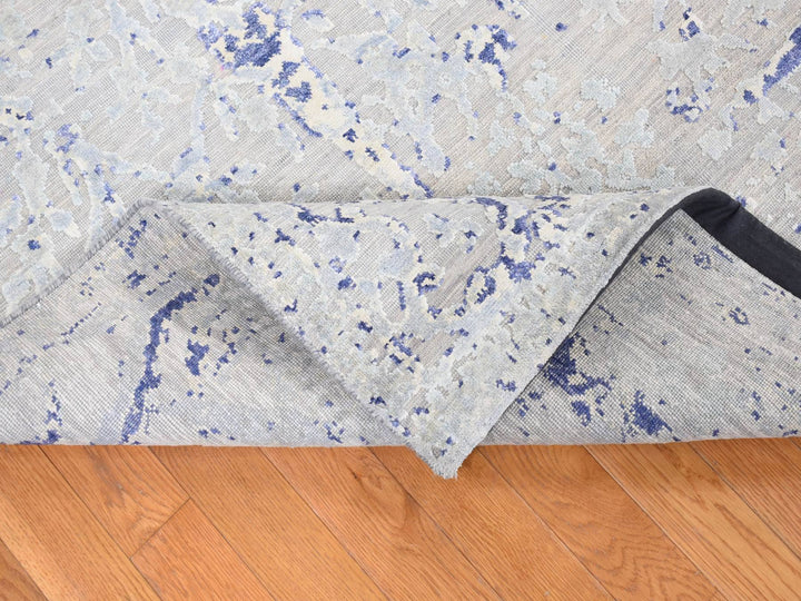 10'0" x 14'1" New Hand Knotted Blue Wool & Silk Rectangle Oriental Rug - MOA10280783