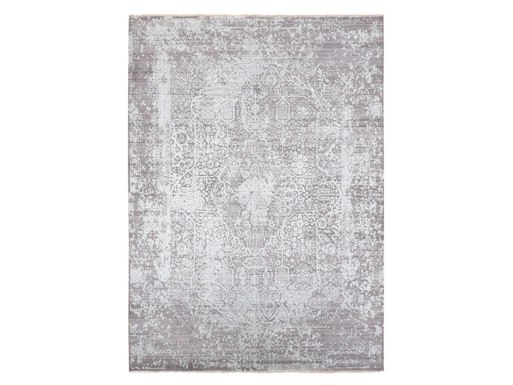 9'10" x 13'10" New Hand Knotted Green Wool & Silk Rectangle Oriental Rug - MOA10280786