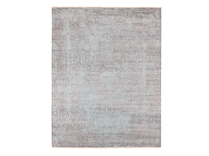 8'0" x 10'0" New Hand Knotted Green Wool & Silk Rectangle Oriental Rug - MOA10280789