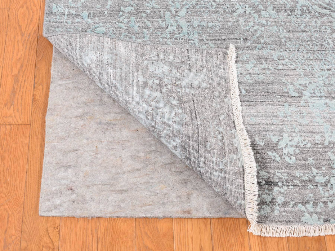 8'0" x 10'0" New Hand Knotted Green Wool & Silk Rectangle Oriental Rug - MOA10280789