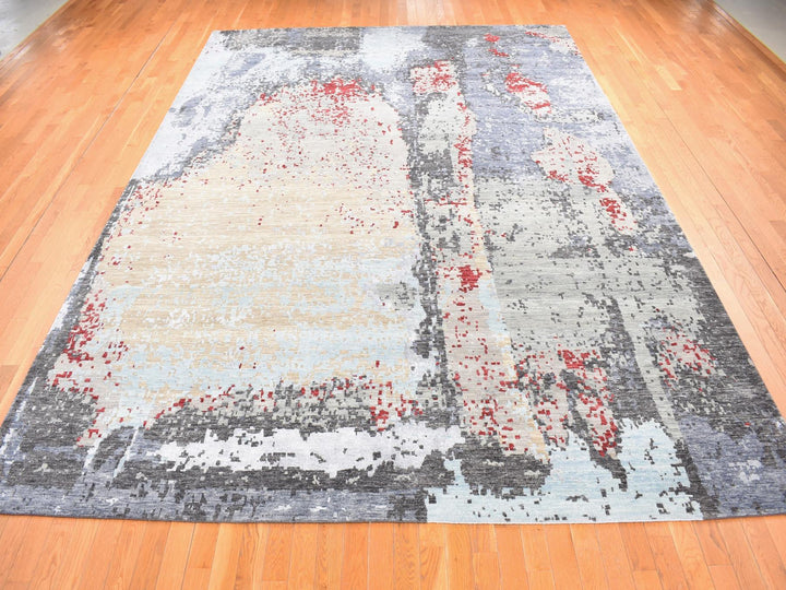 10'0" x 14'2" New Hand Knotted Grey Wool Rectangle Oriental Rug - MOA10280794