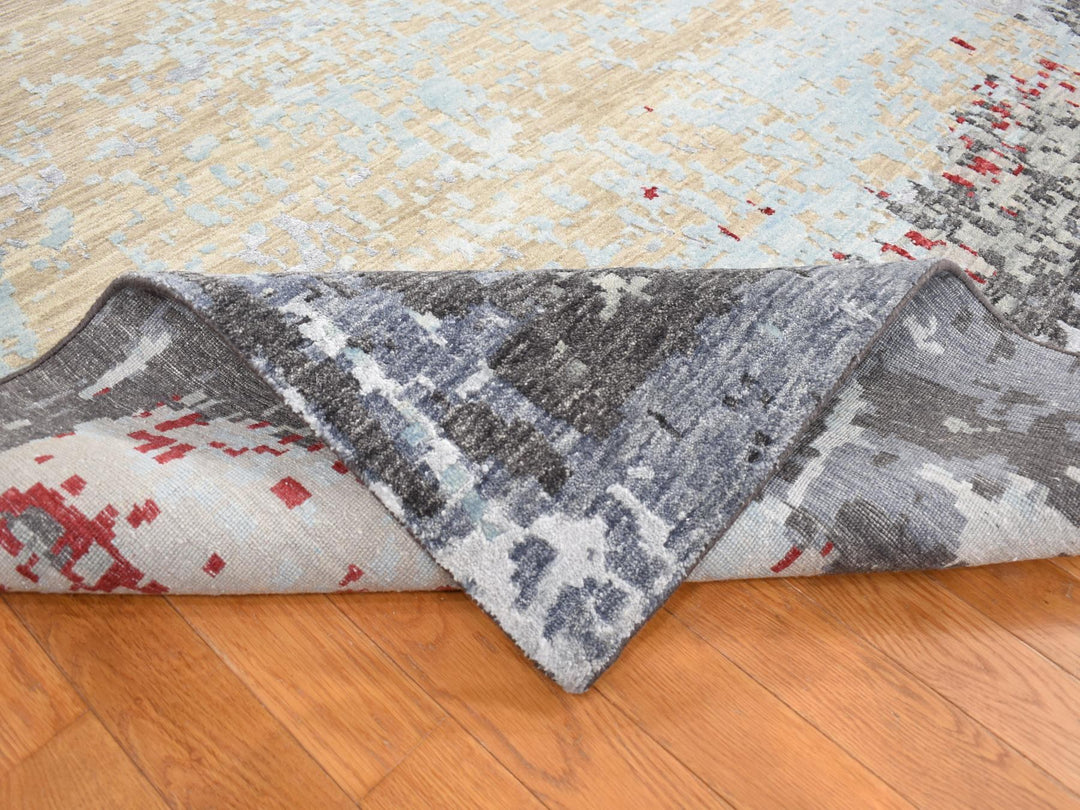 10'0" x 14'2" New Hand Knotted Grey Wool Rectangle Oriental Rug - MOA10280794
