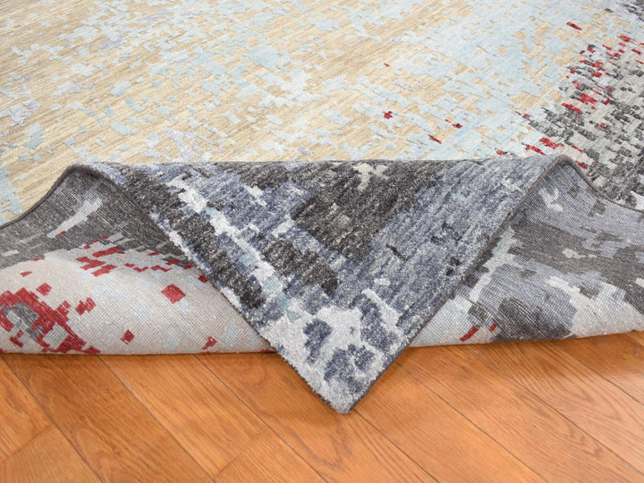 10'0" x 14'2" New Hand Knotted Grey Wool Rectangle Oriental Rug - MOA10280794
