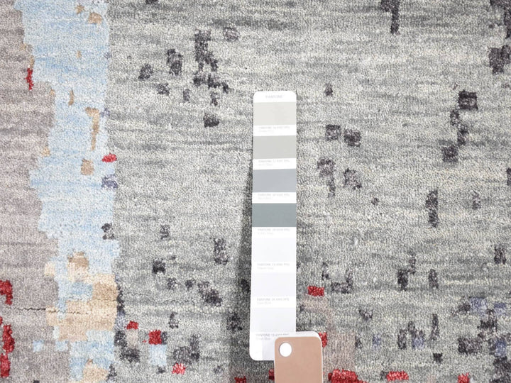 10'0" x 14'2" New Hand Knotted Grey Wool Rectangle Oriental Rug - MOA10280794