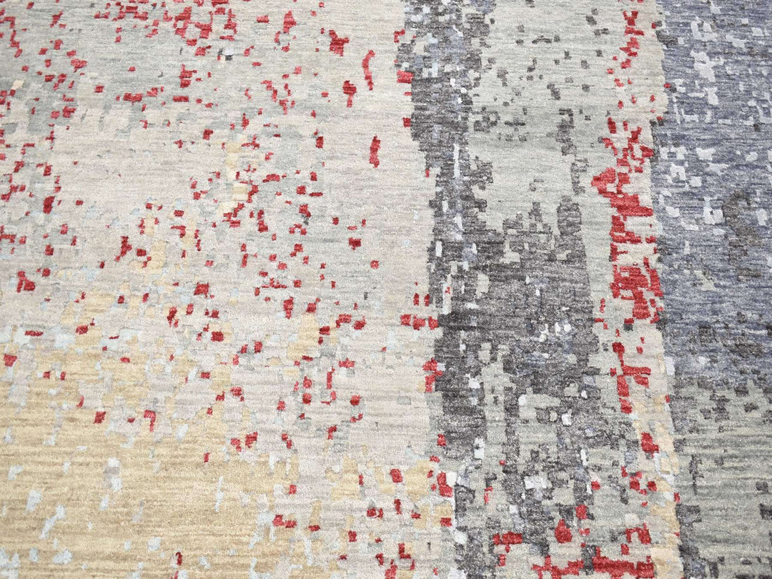 10'0" x 14'2" New Hand Knotted Grey Wool Rectangle Oriental Rug - MOA10280794