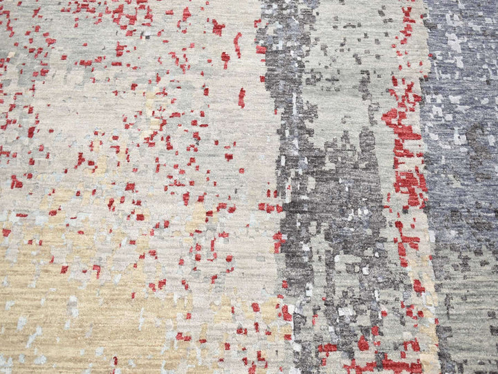 10'0" x 14'2" New Hand Knotted Grey Wool Rectangle Oriental Rug - MOA10280794