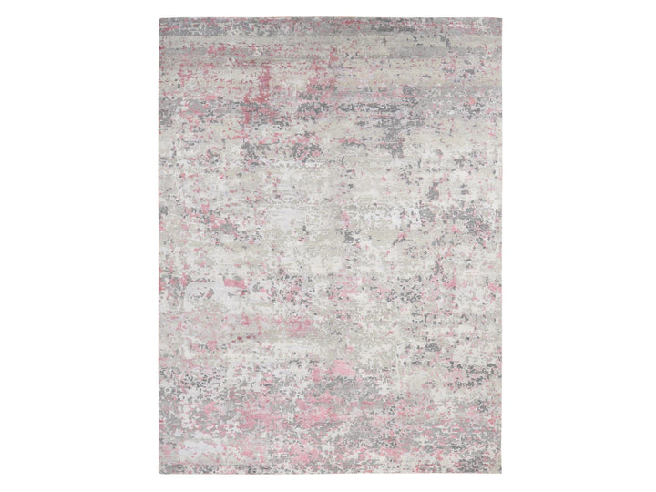 10'0" x 13'9" New Hand Knotted Pink Wool & Silk Rectangle Oriental Rug - MOA10280795